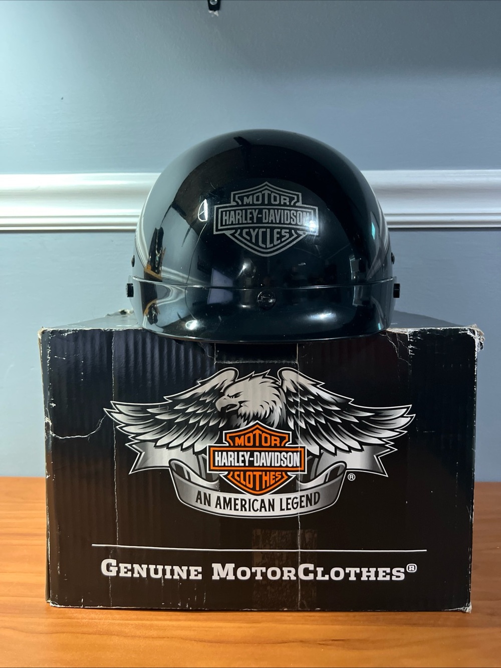 Harley Davidson Motorcycle Genuine Skull Half Helmet Gloss Black Sz XL w Box